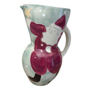 AMERICAWARE USA WOOF & POOF Christmas Santa Design 10" Earthenware Pitcher Xmas